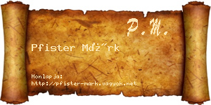 Pfister Márk névjegykártya